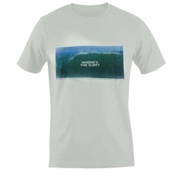 NWT Men's White 'Where's The Surf?' Print Short Sleeve T-Shirt - Picture 1 of 2